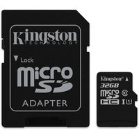 Kingston Digital 32GB microSDHC Class 10 UHS-I 45MB/s Read Card with SD Adapter (SDC10G2/32GB)