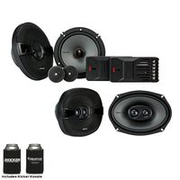 Kicker Speaker Bundle - A Pair of Kicker KS 6.5" Components & a Pair of 6x9 KS Triaxial Speakers, KSS6504 & KSC69304