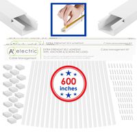 A+ Electric Cord Cover Cable Raceway Cable Concealer Cord Management Kit Wire Cord Hider for 3 Cables Organizer On Wall Paintable Self Adhesive Channel 25x16 mm Total Length 600 Inches