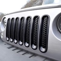 [Upgrade Clip in Version] ICARS Matte Black Mesh Grille Insert Jeep Grille Guard For 2007-2015 Jeep Wrangler JK JKU Unlimited Rubicon Sahara - 7PCS