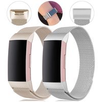 Find-MyWay Replacement Compatible with Fitbit Charge 3 Bands/Charge 3 SE Metal Bands Wristband Accessory Breathable Sport Bracelet Strap Small & Large for Women Men Silver Rose Gold 10 Colors