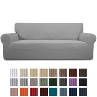 Easy-Going Stretch Sofa Slipcover 1-Piece Couch Sofa Cover Furniture Protector Soft with Elastic Bottom for Kids, Spandex Jacquard Fabric Small Checks(Oversized Sofa,LightGray)