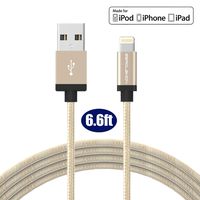 iPhone Charger [Apple MFi Certified], ZeroLemon Lightning to USB Rugged Nylon Cable 6.4 Feet/2 Meter + Aluminum Cap for iPhone 11/Pro/Max/XS Max/XR, 10.2'' Ipad 2019 and More - Rugged Gold