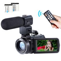 Camcorder Video Camera Full HD 1080P 24MP WiFi Digital Video Camcorder Besteker Remote Control Vlogging Camera for Youtube with 3" LCD Touch Screen Camcorder External Microphone 2 Batteries
