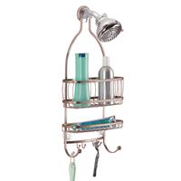 iDesign York Metal Wire Hanging Shower Caddy, Extra Wide Space for Shampoo, Conditioner, and Soap with Hooks for Razors, Towels, 10" x 4" x 22", Venetian Bronze