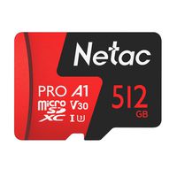 Netac 512GB P500 Pro microSDXC CL10 UHS-I U3 V30 A1 Memory Card w/SD Adapter