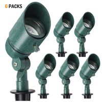 Lumina Low Voltage Landscape Lights Cast-Aluminum Waterproof Outdoor Spotlights for Walls Trees Flags Decorative Light with Warm White 4W MR16 LED Bulb and ABS Ground Stake SFL0104-VGLED6 (Green 6PK)