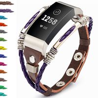 Compatible for Fitbit Charge 3 Bands for Women, Marval.P Handmade Leather Charge 3 SE Band, Replacement Unique Bracelet Strap, Wristbands with Adjustable Size, Fashion Wrist Band Straps Lover