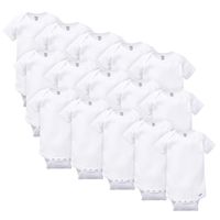 GERBER Baby 5-Pack or 15 Multi Size Organic Short Sleeve Onesies Bodysuits, White 15 Pack, 0-3M/3-6M/6-9M