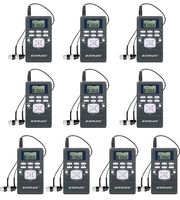 EXMAX 60-108MHz Wireless Portable Pocket DSP FM Stereo Radio Digital Receiver with Mini LCD Clock Earphone for Tour Guide System FM Transmitter Teaching Meeting Gray (10pack)