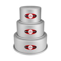 Fat Daddio's Anodized Aluminum 3-Tiered Even Round Cake Pan Set, 4 Inch Deep