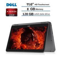 Dell Newest Inspiron 11.6 inch HD LED 2-in-1 touchscreen High performance Laptop | AMD A9-9420e | 8GB DDR4 | 128GB SSD | HDMI | microSD card reader | Windows 10 Home