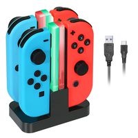 Charging Dock Stand for Nintendo Switch KINGTOP Joy-Con Controllers Charger Station with Individual LEDs Indicator and Type C Charging Cable