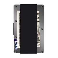 Aluminum Metal Wallet, RFID Blocking Minimalist Wallet, Slim Wallet with Band (E-Grey)