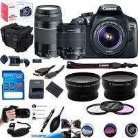 Canon EOS Rebel T6 Digital SLR Camera Kit with EF-S 18-55mm and EF 75-300mm Zoom Lenses (Black) + Deal-Expo Premium Accessories Bundle