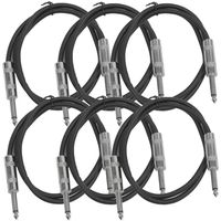 Seismic Audio SASTSX-2Black-6PK 2-Feet TS 1/4-Inch Guitar, Instrument, or Patch Cable, Black