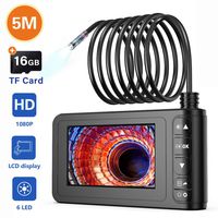 Industrial Endoscope, SKYBASIC 1080P HD Digital Borescope Camera Waterproof 4.3 Inch LCD Screen Snake Camera Video Inspection Camera with 6 LED Lights, Semi-Rigid Cable, 16GB TF Card and Tool (16.5FT)