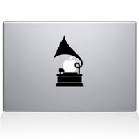The Decal Guru 2097-MAC-13P-BLA Gramophone Decal Vinyl Sticker, Black, 13" MacBook Pro (2015 & Older)