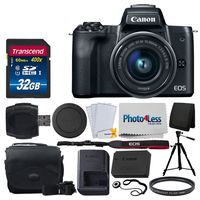 Canon EOS M50 Mirrorless Digital Camera + EF-M 15-45mm f/3.5-6.3 is STM Lens (Graphite) + 32GB Memory Card + BTC-6 Camera Bag + USB Card Reader + Screen Protector + Cloth - Deluxe Accessory Bundle