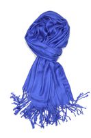 Achillea Large Soft Silky Pashmina Shawl Wrap Scarf in Solid Colors (Royal Blue)