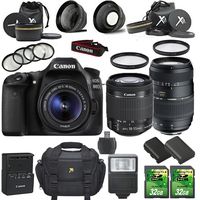 Canon EOS 80D 24.2MP DSLR Camera with Canon EF-S 18-55mm f/3.5-5.6 IS STM Lens + Tamron 70-300mm AF Lens + 2pc 32GB SD Cards + Extra Battery + Auxiliary Lens Kit + Flash + 6pc Filter Kit + Case