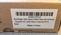 TopOne Bluerigger High Speed HDMI Cable X000C7FFLB Eth Supports 3D and Audio Return 15