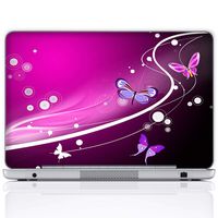 Meffort Inc 14 Inch Laptop Notebook Skin Sticker Cover Art Decal (Included 2 Wrist pad) - Pink Purple Butterfly