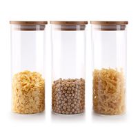 ComSaf Glass Food Storage Canisters with Lids Set of 3-30oz, BPA Free High Borosilicate Glass Cookies Jars with Sealing Bamboo Cover