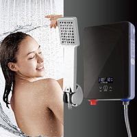 Electric Tankless Instant On-Demand Hot Water Heater System Portable Shower Heating Set (Black)