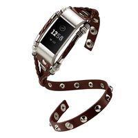 Marval.P Compatible for Fitbit Charge 3 Bands, Double Tour Handmade Leather Charge 3 SE Band, Replacement Unique Bracelet Strap, Wristbands Adjustable Size Fashion Wrist Band Straps for Women Men