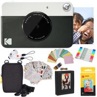 Kodak Printomatic Instant Camera (Black) Gift Bundle + Zink Paper (20 Sheets) + Deluxe Case + 7 Fun Sticker Sets + Twin Tip Markers + Photo Album + Hanging Frames + Comfortable Neck Strap