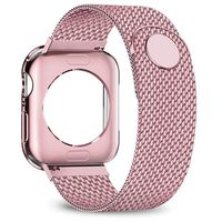 jwacct Compatible for Apple Watch Band with Screen Protector 38mm 40mm 42mm 44mm, Soft TPU Frame Case Cover Bumper Compatible for iwatch Series 1/2/3/4/5 Rose Gold