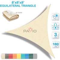 Patio Paradise 8' x8'x 8' Beige Sun Shade Sail Triangle Canopy - Permeable UV Block Fabric Durable Outdoor  - Customized Available