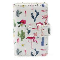 CAIUL Compatible 20 Pockets Mini Wallet Photo Album with PU Leather Cover for Fujifilm Instax Mini 9 8 8+ 70 7s 90 25 26 50s Films, Bank Cards, Credit Cards, Tickets (Cactus Flamingo)