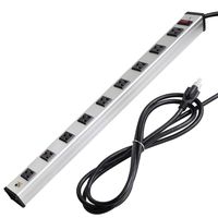 BESTTEN 9 Outlet Metal Power Strip with 9 Foot Long Extension Cord, 15A/125V/1875W, Heavy Duty Aluminum Alloy Housing, ETL Listed, Silver