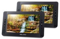 Milanix MX101 10" Dual Screen Portable DVD Player for Car, Headrest Video Player, with Built-In 5 Hours Rechargeable Battery, Last Memory, SD/MMC & USB Input