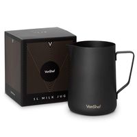 VonShef 34 Ounce Milk Frothing Pitcher Jug, Matte Black Stainless Steel, Suitable for Coffee, Latte and Frothing Milk