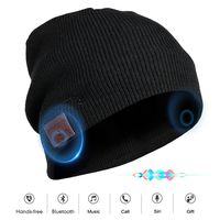 Bluetooth Beanie Hat Headphones Headset, Wireless Connection Siri Voice Control Built-in HD Stereo Speakers & Microphone, Musical Knit Cap for Running, Sports, Women Men (Black)