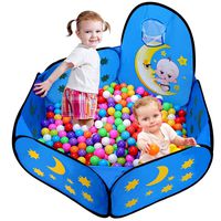 Likorlove Kid Ball Pit with Basketball Hoop 4ft/120cm, 1-6 Years Child Toddler Ball Ocean Pool Tent with Zippered Storage Bag for Boys Girls (No Smell) Healthy Pop Up Play Tent - Moon & Stars