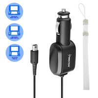 Insten Car Charger For Nintendo New 3DS XL / New 2DS XL / 3DS XL / 3DS LL / 3DS / 2DS / DSi / DSi XL / DSi XL, Black Plug and Play while Charging power adapter (Free White Wrist Hand Strap)