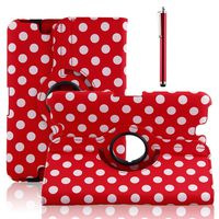 ELEOPTION(TM Polka Dot Pattern Design 360 Degree Rotating Magnetic PU Leather Stand Case Smart Cover for Apple iPad 2, iPad 3(The New iPad), iPad 4th Generation with Wake/Sleep Function (Red)