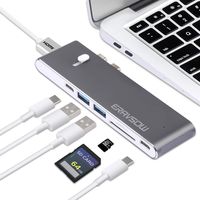 ERAVSOW 7 in 1 USB C Hub, Dual Type C Adapter Dock with 4K HDMI,Thunderbolt3,2 USB3.0,SD/Micro Card Reader for 2016/2017/2018 MacBook Pro 13"15" HP,DELL and More