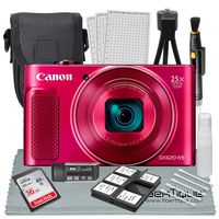 Canon PowerShot SX620 HS Digital Camera (Red) along with 16GB, Deluxe Accessory Bundle and Cleaning Kit