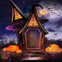CSFOTO 5x5ft Background for Happy Halloween Party Log Cabin Pumpkin Lantern Photography Backdrop Horror Night Danger Bat Full Moon Ghost Photo Studio Props Portrait Wallpaper