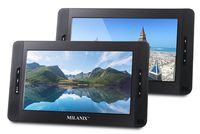 Milanix 10" Dual Screen Portable Dual DVD Player for Car with Built in 5 Hour Rechargeable Battery, SD/MMC & USB Input (Plays One or Two Different Movies at The Same Time) MX102