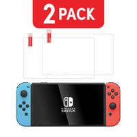 Nintendo Switch Screen Protector (2 Pack) by TalkWorks | Anti-Glare & Scratch Resistant Tempered Glass | Easy-Install Ultra-Thin HD Glass Screen Cover Film Back