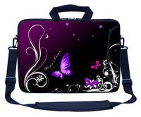 Meffort Inc Custom/Personalized Laptop Bag with Side Pocket & Shoulder Strap for Notebook Ultrabook Chromebook, Customized Your Name (11.6 Inch, Dark Purple Butterfly)