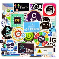 Honch Vinyl Developer Programming Stickers Pack 50 Pcs C++ Stickers App Decals for Laptop Ipad Car Luggage Water Bottle Helmet