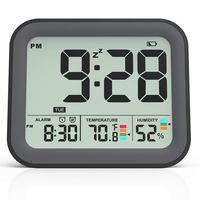 KUCOOLE Small Battery Operated Digital Alarm Clocks for Bedrooms, Simple Travel Alarm Clock with Indoor Thermometer, Hygrometer, Snooze, Dual Alarm, Loud Buzzer - Black