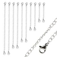 Naler Stainless Steel Necklace Bracelet Extender Chain Set for DIY Jewelry Making, 10 Pieces - Silver